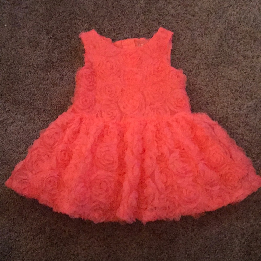 Beautiful Hot Coral Rose Dress 18mo